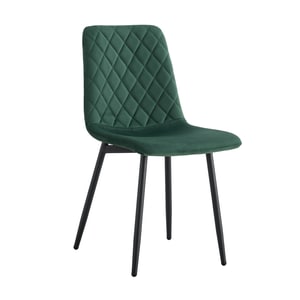 Scaun dining, picioare din metal, negre, design modern si elegant, living, bucatarie, tapitat, 45x58x89 cm, verde inchis