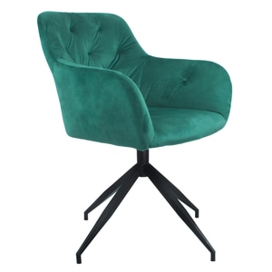 Scaun pivotant, catifea, picioare din metal, negre, design elegant si modern, living, bucatarie, birou, 66x66x83 cm, verde inchis