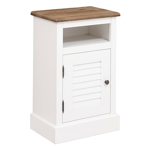 Noptiera cu 1 usa, spatiu deschis, Colectia Shutter, culoare blat maro P066, culoare corp alb P004, dublu color, 100% lemn masiv, 47x32x74 cm