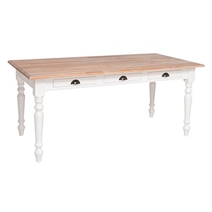 Masa dining, culoare blat maro deschisP071, culoare corp P004, dublu color, 100% lemn masiv, 160x90x78 cm