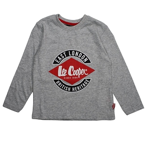 Tricou cu maneca lunga cu logo Lee Cooper, 100% bumbac, 14 ani, 164 cm, gri