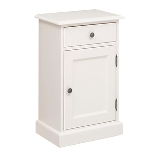 Noptiera cu 1 usa si 1 sertar, culoare alb murdar P039, vopsit, 100% lemn masiv, 47x32x74 cm