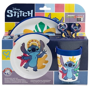 Set vesela 5 piese Stitch, anti-alunecare, fara BPA, compatibil la microunde, multicolor