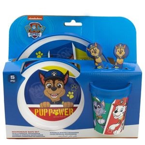 Set vesela 5 piese  Paw Patrol, anti-alunecare, fara BPA, compatibil la microunde, multicolor