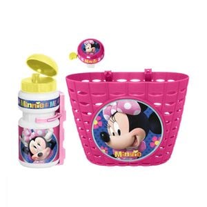 Set trei accesorii pentru bicicleta copii Minnie Mouse, cos, sonerie si sticla apa, multicolor
