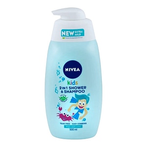 Gel de dus si sampon Nivea 2in1, pentru copii, parfum de mar, 0.5 l
