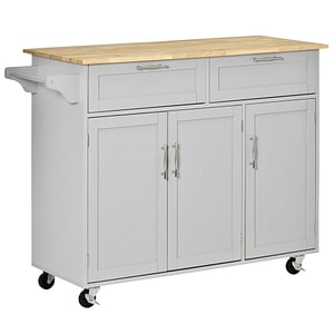 Carucior de bucatarie multifunctional HomCom, 121x46x91cm, MDF, gri