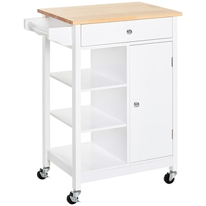 Carucior bucatarie HomCom, 66x39.5x86.5cm, MDF, Alb