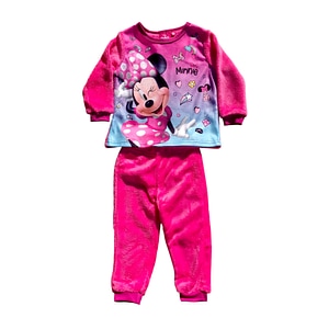 Pijama copii Minnie Mouse, cu maneca lunga, cocolino, roz, 6 ani, 116 cm