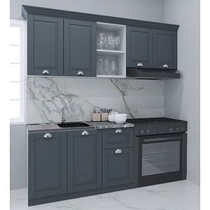 Set bucatarie cu soft-close si fronturi MDF Badenmob, seria Square 180cm, Antracit