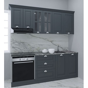 Set bucatarie cu soft close si fronturi MDF Badenmob, seria Square, 200.01cm, Antracit