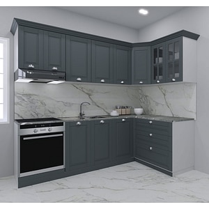 Set bucatarie Colt cu soft-close si fronturi MDF Badenmob, seria Square, 240/140 Antracit, montaj reversibil