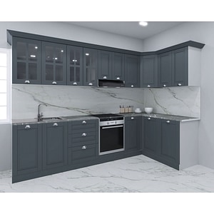 Set bucatarie Colt cu soft-close si fronturi MDF Badenmob, seria Square, 300/140 Antracit, montaj reversibil