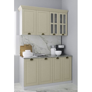 Set bucatarie cu soft-close si fronturi MDF Badenmob, seria Square, 140cm, Fag 