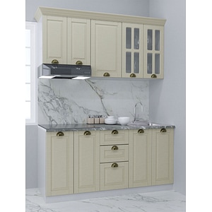 Set bucatarie cu soft-close si fronturi MDF Badenmob, seria Square, 160.01cm, Fag