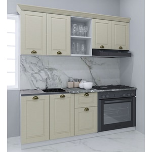 Set bucatarie cu soft-close si fronturi MDF Badenmob, seria Square 180.01cm, Fag