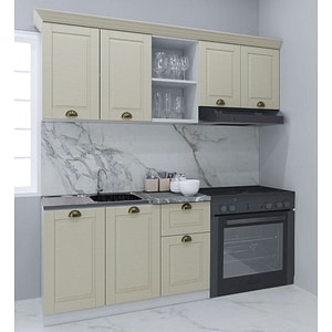 Set bucatarie cu soft-close si fronturi MDF Badenmob, seria Square, 180cm, Fag