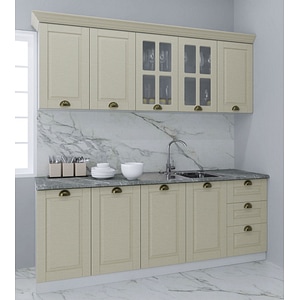 Set bucatarie cu soft-close si fronturi MDF Badenmob, seria Square 200.02cm, Fag