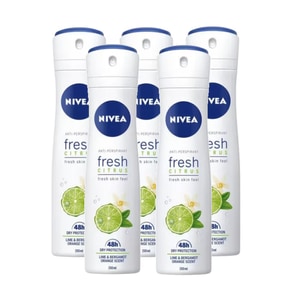 Set antiperspirant spray femei Nivea Citrus Fresh, 72h protectie, 5 buc x 150 ml