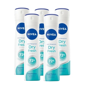 Set antiperspirant spray Nivea Dry Fresh pentru femei, 72h protectie, 5 buc x 150 ml