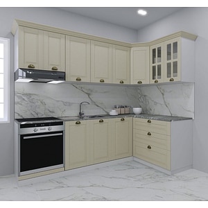 Set bucatarie Colt cu soft-close si fronturi MDF Badenmob, seria Square, 240/140 Fag, montaj reversibil