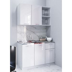 Set mobilier bucatarie MDF Badenmob, vopsit ultralucios, seria Iris, 120.01cm, Alb