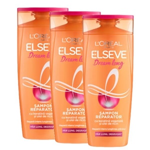 Sampon pentru par deteriorat Elseve Dream Long, 3 buc x 400 ml