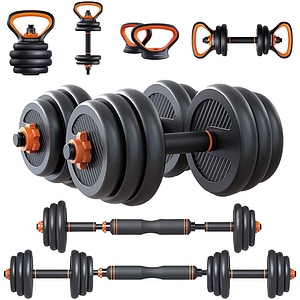 Set gantere 6-in-1 Zoco Body Fit YLK020, Greutate totala 20 kg, Negru/Portocaliu