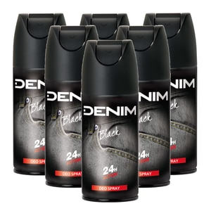 Set deodorant spray barbati Denim Black, 24h protectie, 6 buc x 150 ml