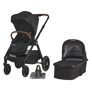 Carucior modular pentru bebelusi 2 in 1 Coccolle Aspen Premium Line, Sarcina maxima 22 kg, Standard de siguranta EN 1888, Jet Black
