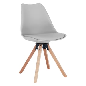 Scaun pivotant de bucatarie, living, elegant, piele ecologica, 48x57.5x82.5 cm, gri deschis