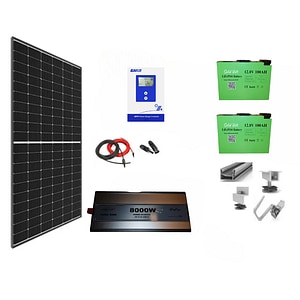Sistem solar off grid Solid Volt, 880W,24V, 2 panouri fotovoltaice mono 440W, baterii solare litiu 100Ah si invertor SINUS PUR 8000W 24V, casa, cabana, containere