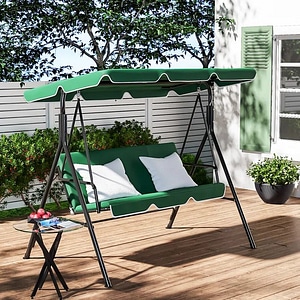 Balansoar gradina, 3 persoane, structura metal, 170 x 110 x 153 cm, verde