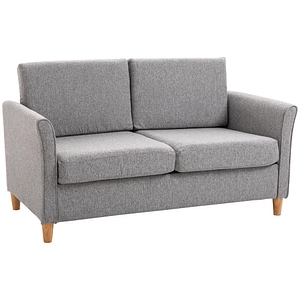 Canapea doua locuri HomCom, 141x70x78cm, Lemn, Gri