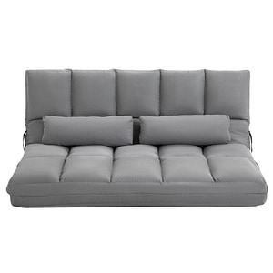Canapea de podea pliabila HomCom, 130 x 73 x 60 cm,  Catifea/Spuma, Gri deschis