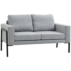 Canapea 2 locuri HomCom, 138x70x83.5cm, Otel/Poliester, Gri