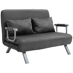 Canapea extensibila HomCom, 105x80x78 cm, Imitatie piele, Gri