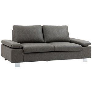 Canapea moderna cu 2 locuri HomCom, 200x88x86cm, Metal/Piele ecologica, Gri