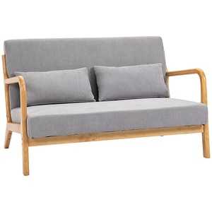 Canapea cu 2 locuri moderna HomCom, 122x71x76 cm, Poliester, Gri