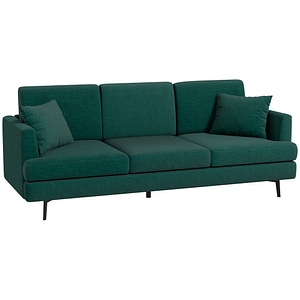 Canapea cu 3 locuri pentru living HomCom, 229 x 88 x 88 cm, Poliester, Gri