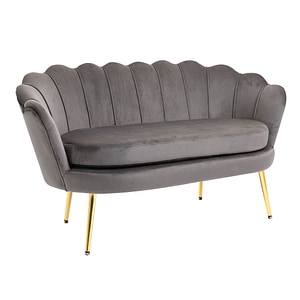 Canapea de 2 locuri Homcom, 130 x 63 x 73 cm, Catifea / Metal, Gri