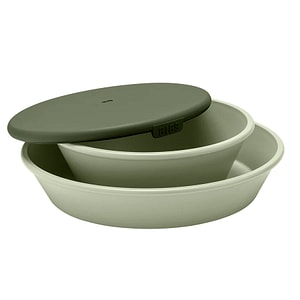 Set pentru hranire Bibs, Mini Meal, Farfurie, Cu bol cu capac, Sage
