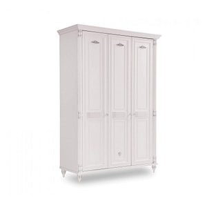 Dulap cu 3 usi, pentru copii si tineret, Romantic White, 140x58x203 cm, Alb