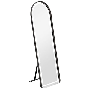 Oglinda cu montare perete sau sprijinire cu lumini LED HomCom, 47l x 0,4A x 147H cm, Sticla/Metal, Negru