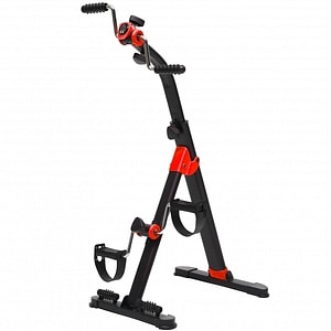Bicicleta de recuperare pentru maini si picioare FitTronic P600, afisaj electronic, pliabila, rosu