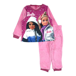 Pijama copii Barbie, cu maneca lunga, cocolino, 4 ani, 104 cm, roz