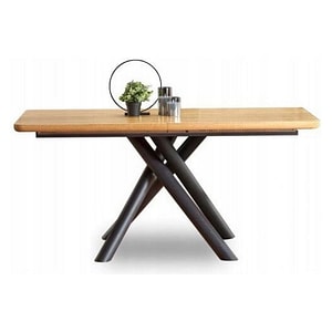 Masa extensibila DERRICK, stejar natural/negru, 160/200x90x75 cm