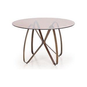 Masa LUNGO, maro/auriu, sticla securizata/metal, 120x120x76 cm