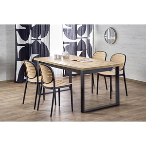 Masa extensibila CANDIDO, stejar/negru, PAL laminat/metal, 160/310x90x76 cm