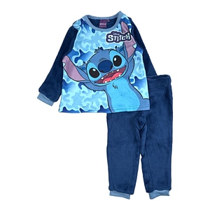 Pijama copii Stitch, cu maneca lunga, cocolino, 4 ani, 104 cm, albastru